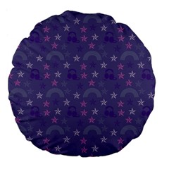 Music Stars Blue Large 18  Premium Flano Round Cushions by snowwhitegirl