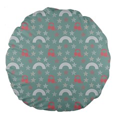 Music Stars Sky Blue Large 18  Premium Flano Round Cushions by snowwhitegirl