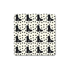 Deer Boots White Black Square Magnet by snowwhitegirl