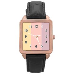 Ice Cream Lines Rose Gold Leather Watch  by snowwhitegirl