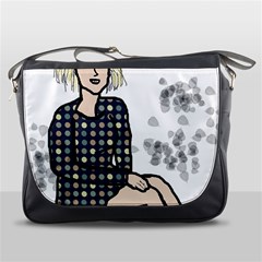 Girl Sitting Messenger Bags by snowwhitegirl