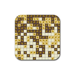 Autumn Leaves Pattern Rubber Coaster (square)  by linceazul