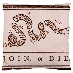 Original Design, Join Or Die, Benjamin Franklin Political Cartoon Large Flano Cushion Case (one Side) by thearts