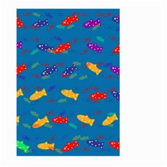 Fish Blue Background Pattern Texture Large Garden Flag (two Sides) by Nexatart