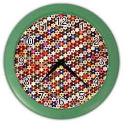 Mosaic Pattern Quilt Pattern Color Wall Clock by paulaoliveiradesign