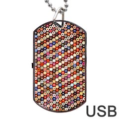 Mosaic Pattern Quilt Pattern Dog Tag Usb Flash (two Sides) by paulaoliveiradesign