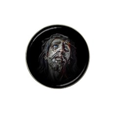 Jesuschrist Face Dark Poster Hat Clip Ball Marker by dflcprints