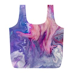 Marbled,ultraviolet,violet,purple,pink,blue,white,stone,marble,modern,trendy,beautiful Full Print Recycle Bags (l)  by NouveauDesign