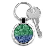 Knitted Wool Square Blue Green Key Chains (Round)  Front