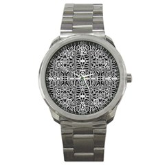 Dark Oriental Ornate Pattern Sport Metal Watch by dflcprints