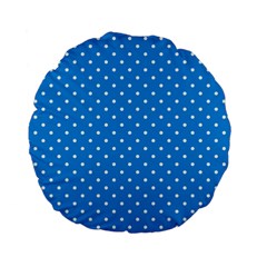 Blue Polka Dots Standard 15  Premium Flano Round Cushions by jumpercat