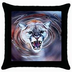 Cougar Animal Art Swirl Decorative Throw Pillow Case (black) by Nexatart