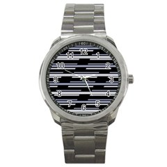 Skewed Stripes Pattern Design Sport Metal Watch by dflcprints