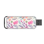 Purple And Pink Cute Floral Pattern Portable USB Flash (Two Sides) Front
