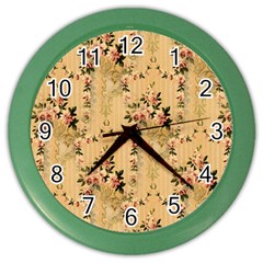 Vintage Floral Pattern Color Wall Clocks by paulaoliveiradesign