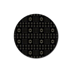 Dark Ethnic Stars Motif Pattern Rubber Round Coaster (4 Pack)  by dflcprints
