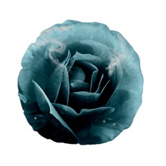 Beautiful Blue Roses With Water Drops Standard 15  Premium Flano Round Cushions by FantasyWorld7
