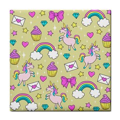 Cute Unicorn Pattern Tile Coasters by Valentinaart