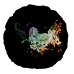 Wonderful Unicorn With Flowers Large 18  Premium Flano Round Cushions Front
