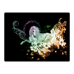 Wonderful Unicorn With Flowers Double Sided Flano Blanket (mini)  by FantasyWorld7