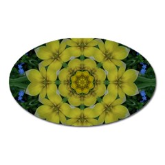 Fantasy Plumeria Decorative Real And Mandala Oval Magnet by pepitasart