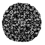 Black And White Abstract Texture Large 18  Premium Flano Round Cushions Back