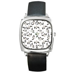Birds Pattern Photo Collage Square Metal Watch by dflcprints