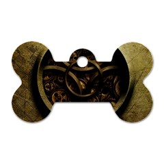 Abstract Steampunk Textures Golden Dog Tag Bone (two Sides) by Sapixe