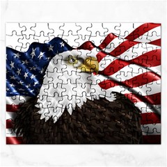 American Eagle Flag Sticker Symbol Of The Americans Rectangular Jigsaw Puzzl by Sapixe
