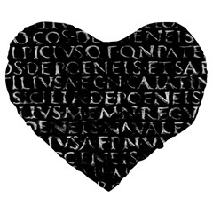 Antique Roman Typographic Pattern Large 19  Premium Flano Heart Shape Cushions by dflcprints
