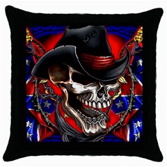 Confederate Flag Usa America United States Csa Civil War Rebel Dixie Military Poster Skull Throw Pillow Case (black) by Sapixe