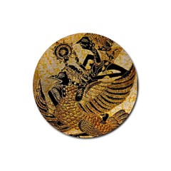 Golden Colorful The Beautiful Of Art Indonesian Batik Pattern Rubber Coaster (round)  by Sapixe