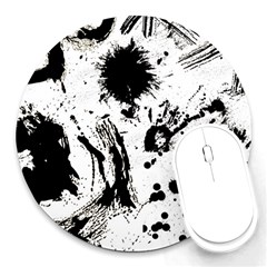 Pattern Color Painting Dab Black Round Mousepads by Sapixe