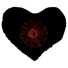 Red Flower Blooming In The Dark Large 19  Premium Flano Heart Shape Cushions by Sapixe