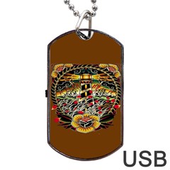 Tattoo Art Print Traditional Artwork Lighthouse Wave Dog Tag Usb Flash (one Side) by Sapixe