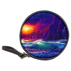 Sunset Orange Sky Dark Cloud Sea Waves Of The Sea, Rocky Mountains Art Classic 20-cd Wallets by Sapixe