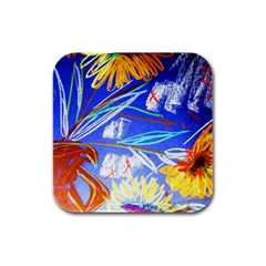 Ceramic Jur And Sunlowers Rubber Square Coaster (4 Pack)  by bestdesignintheworld