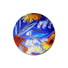 Ceramic Jur And Sunlowers Rubber Round Coaster (4 Pack)  by bestdesignintheworld