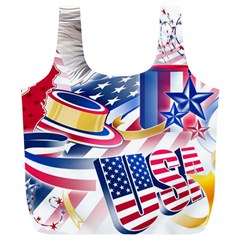 United States Of America Usa  Images Independence Day Full Print Recycle Bags (l)  by Sapixe