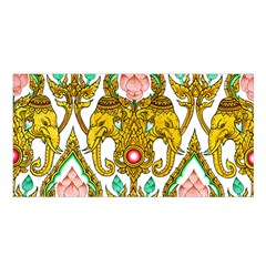 Traditional Thai Style Painting Satin Shawl by Sapixe