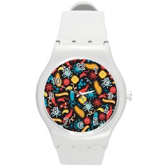 Virus Pattern Round Plastic Sport Watch (m) by Sapixe