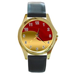 Background Banner Festive Wave Round Gold Metal Watch by Sapixe