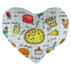 Colorful Doodle Soda Cartoon Set Large 19  Premium Heart Shape Cushions by Sapixe