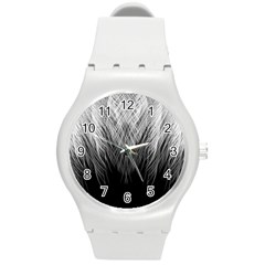 Feather Graphic Design Background Round Plastic Sport Watch (m) by Sapixe