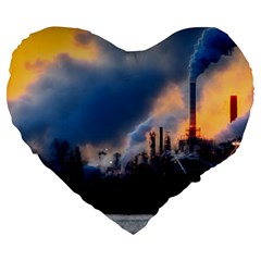 Warming Global Environment Nature Large 19  Premium Flano Heart Shape Cushions by Sapixe