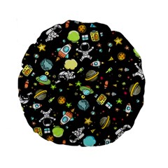 Space Pattern Standard 15  Premium Round Cushions by Valentinaart