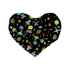 Space Pattern Standard 16  Premium Heart Shape Cushions by Valentinaart