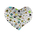 Space Pattern Standard 16  Premium Flano Heart Shape Cushions Front