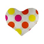 Polka Dots Background Colorful Standard 16  Premium Heart Shape Cushions Back