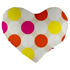 Polka Dots Background Colorful Large 19  Premium Heart Shape Cushions by Modern2018